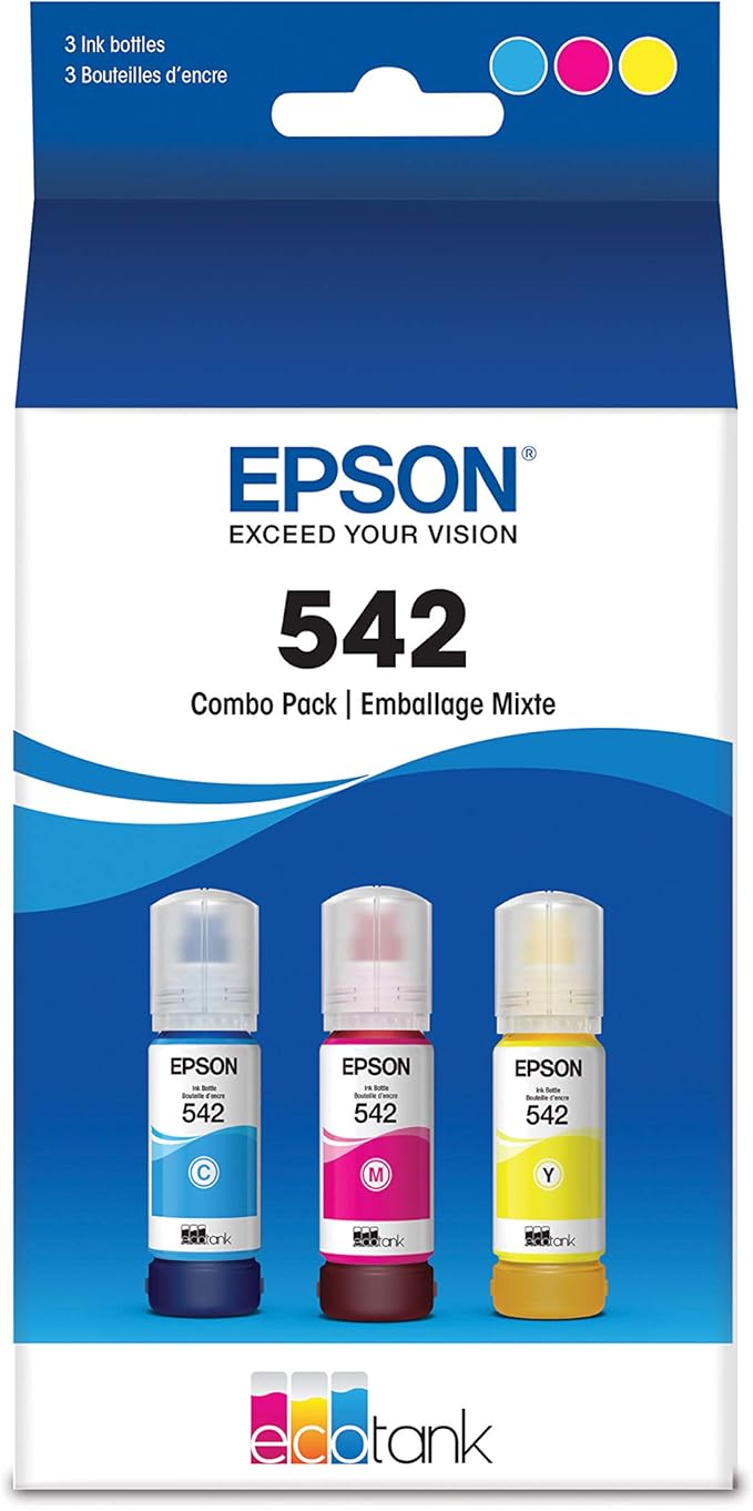Epson EcoTank Pro ET-5850 Wireless Color All-in-One Supertank Printer with Scanner, Copier, Fax and Ethernet, White & EPSON T542 EcoTank Ink & EPSON T542 EcoTank Ink Ultra-high Capacity Bottle Black-DeskLoop Office