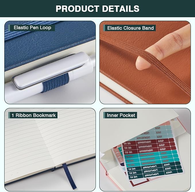 Hardcover Journal Notebook, 3 Pack 160 Pages Lined Journaling Notebooks - Image 2