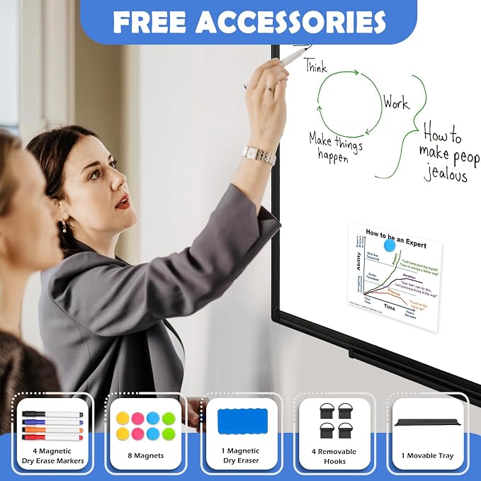 Double-Sided White Board Black Aluminium Frame, Hanging Mounted Whiteboard Home - Image 4