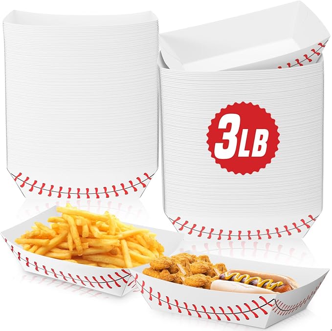 Roshtia 100 Pack Baseball Party Supplies Paper Food Trays Disposable Serving by Roshtia