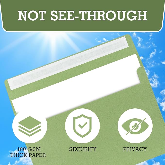 A9 Envelopes Sage Green 5.75x8.75 Invitation Envelopes Self Seal Pack of 50 - Image 5
