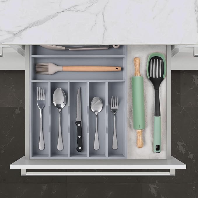 oridom Kitchen Bamboo Silverware Organizer, Kitchen Drawer Organizer - Image 9