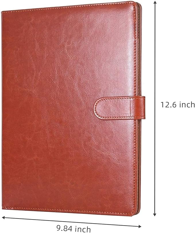 Clipboard Folder Padfolio, Mymazn Writing Portfolio Faux Leather Clipboards with Cover for Legal Pad Holder Letter Size A4 8.5 x 11 for Business Conference Notepad Clip Boards Brown-DeskLoop Office