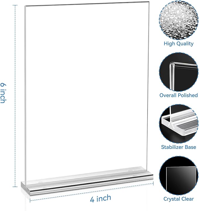EHWINE 24 Pack Acrylic Sign Holders 4x6 Double-Sided Tabletop Display Stands - Image 2