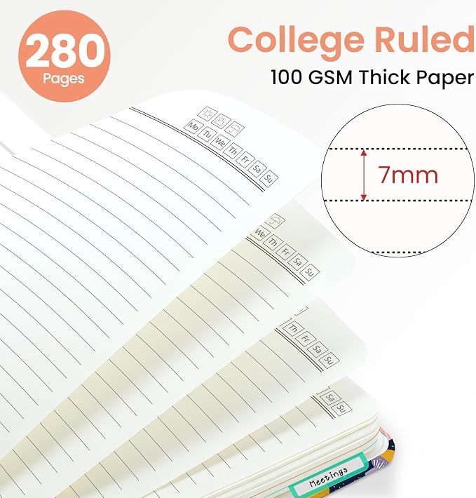 Large Spiral Notebook for Work, 8.5" x 11" Journal for Women, Cute 5 Subject - Image 2