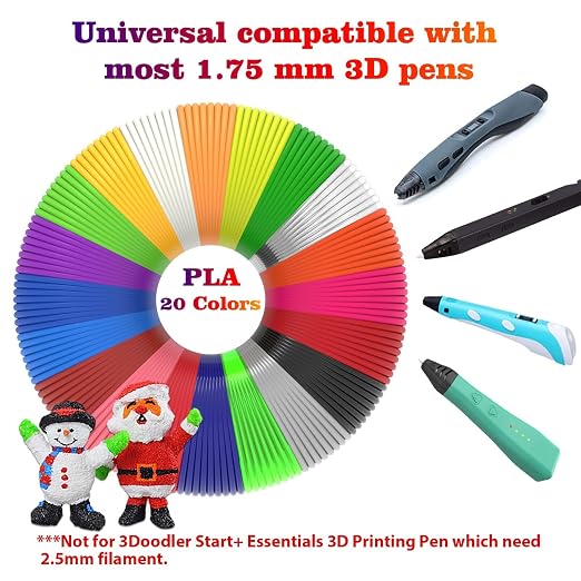 3D Pen Filament 400 Feet 20 Colors, dikale 3D Printing Pen Refills PLA Bonus - Image 4