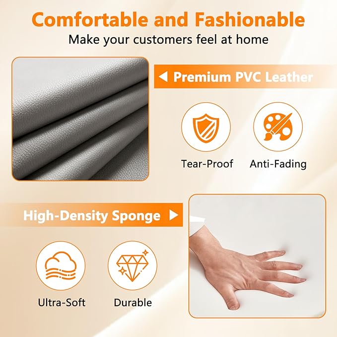 CLATINA Waiting Room Guest Chair with Bonded Leather Padded Arm Rest for Office Reception and Conference Desk(Grey 2 Pack)-DeskLoop Office