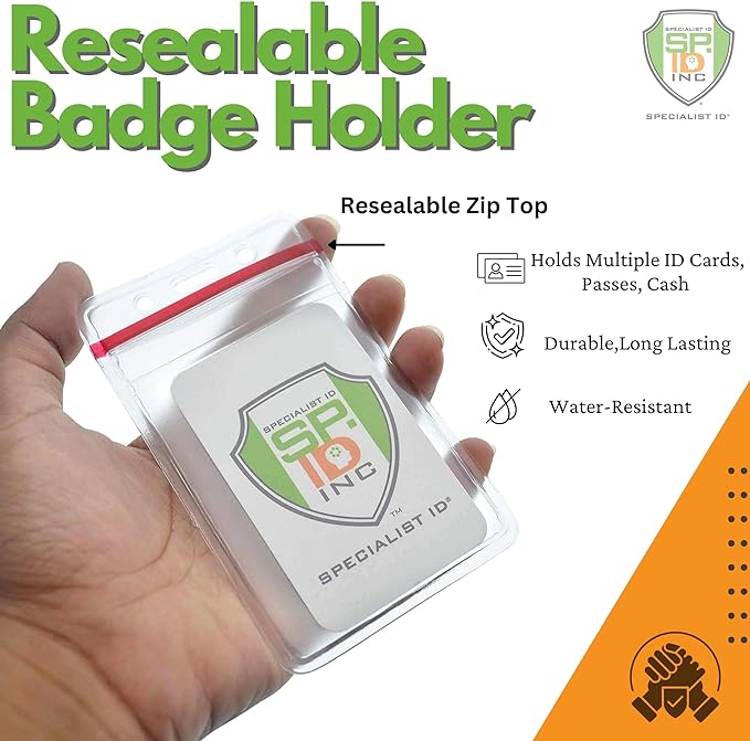 5 Pack - Heavy Duty Vertical Resealable Vinyl Badge Holders - Image 2
