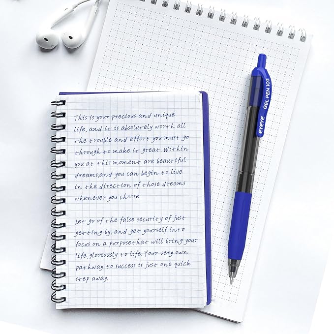 EYEYE G-103 Retractable Gel Blue Pens 0.7mm, 10 Pack Medium Point Ballpoint Pen - Image 7