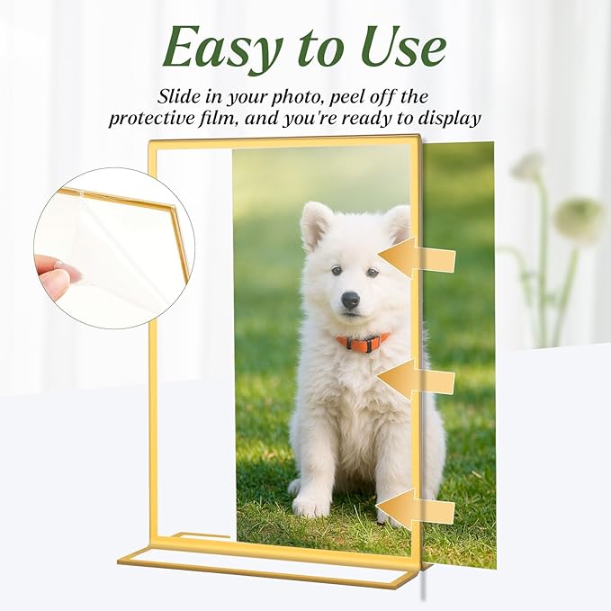 4 Pack 8.5x11 Inch Gold Acrylic Sign Holders, Double Sided Vertical Stand Clear - Image 3