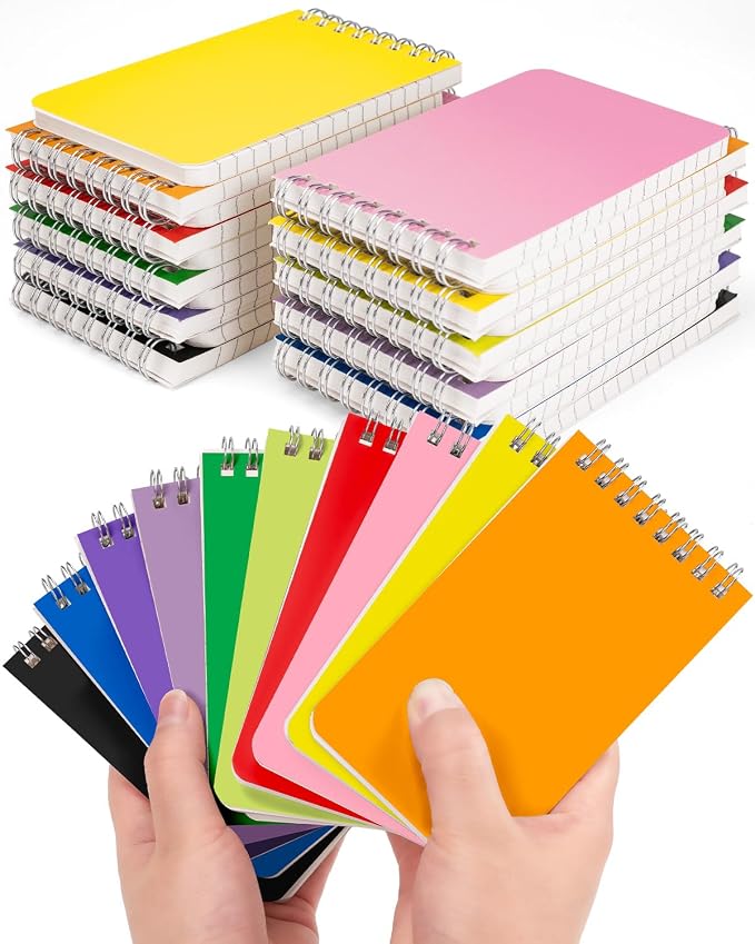 Dynta Mini Spiral Notebooks Bulk 3x5 Inch Memo Pads, 30 Packs Small Notepad Top by Dynta