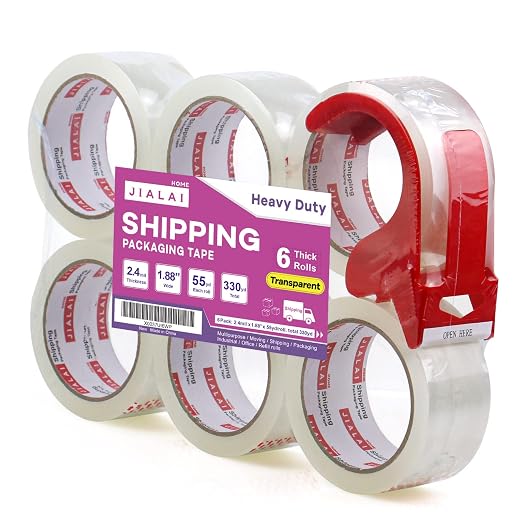 JIALAI HOME Heavy Duty Transparent Packing Tape, 6 Rolls by JIALAIHOMEPACKINGTAPE
