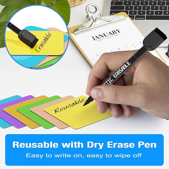 Reusable Magnetic Sticky Notes: 30PCS 3"x3" Dry Erase Magnets Labels - Image 3