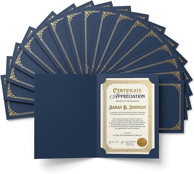Certificate Holders 8.5 x 11, 30 Pack Extra Thick Diploma Covers, School Awards - Image 8