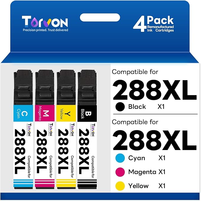 Remanufactured Ink Cartridge Replacement for Epson 288 288XL Ink Cartridges Compatible with Expression XP-440 XP-330 XP-430 XP-434 XP-340 XP-446 Printer(Black, Cyan, Magenta, Yellow)-DeskLoop Office