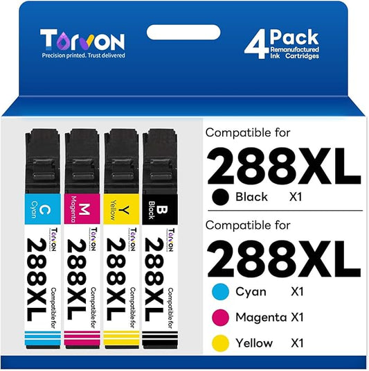 Remanufactured Ink Cartridge Replacement for Epson 288 288XL Ink Cartridges Compatible with Expression XP-440 XP-330 XP-430 XP-434 XP-340 XP-446 Printer(Black, Cyan, Magenta, Yellow)-DeskLoop Office