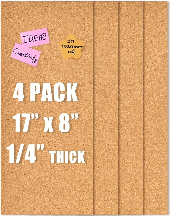 17x8 Cork Tiles, 1/4" Thick Self-Adhesive Vision Board by Aitakatta