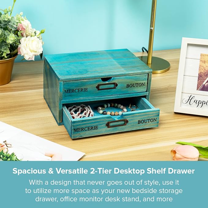 Turquoise 2-Tier Drawer Unit - Image 4