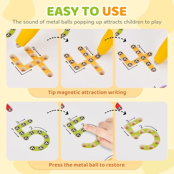 GAMENOTE Magnetic Number Tracing Board, 2 in 1 Double Sided Numbers 1-20 - Image 2