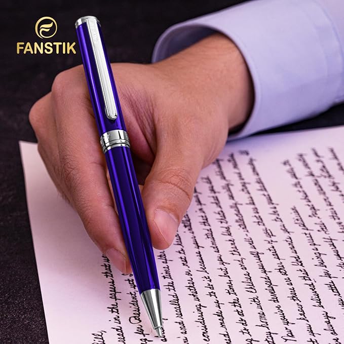 Blue Luxury ballpoint Pen (Made In USA) fancy gift set for women, Chrome Finish, Professional executive pen gift set for men (Lux BallPoint Blue)-DeskLoop Office