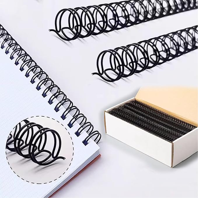100 Pack Double Loop Wire Binding Spines, YolieraArt Wire Binding Spines, 7/16 Inch Binding Wire for Letter Size (80 Sheet Capacity, 100P, 3:1 Pitch, Black)-DeskLoop Office