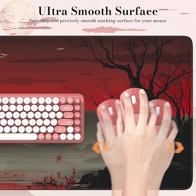 iCasso Desk Protector Mat, Large Japanese Mouse Pad, Stable Rubber Base Mousepad - Image 4