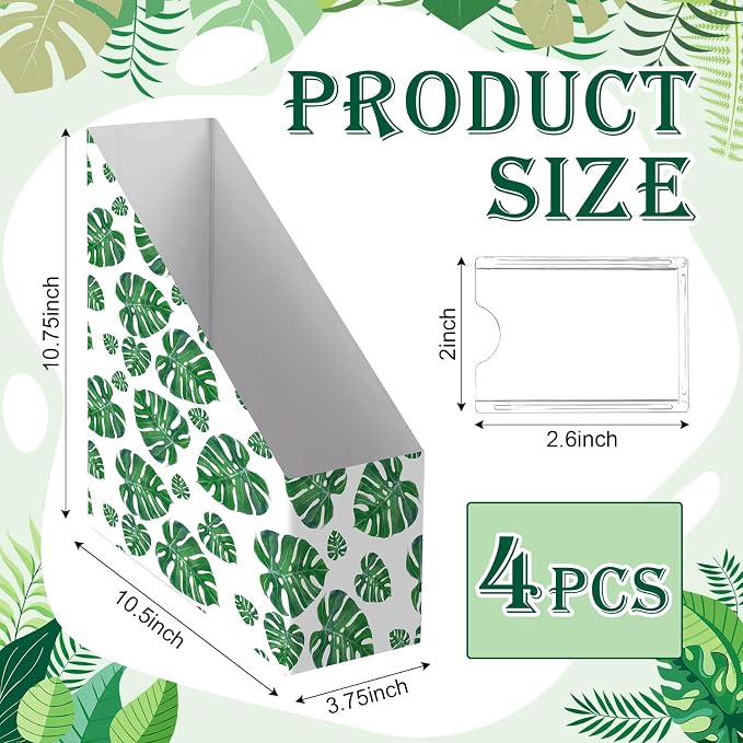 AmazingSpark Set of 4 Monstera Magazine Holder Decorative Foldable Magazine - Image 2