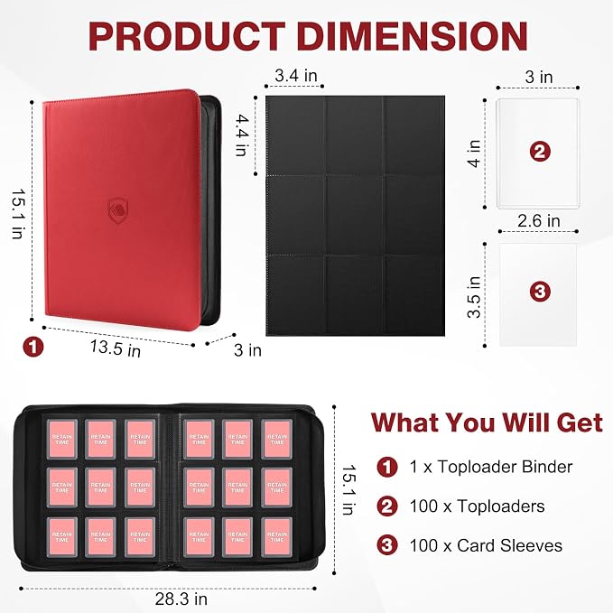 Toploader Binder, Holds 360 Toploaders, 100 Toploaders INCLUDED, 9-Pocket PU - Image 2