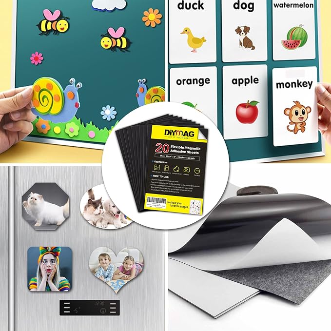 DIYMAG Magnetic Adhesive Sheets Photo Mat, |4" x 6"|, 20 Pack Cuttable - Image 8