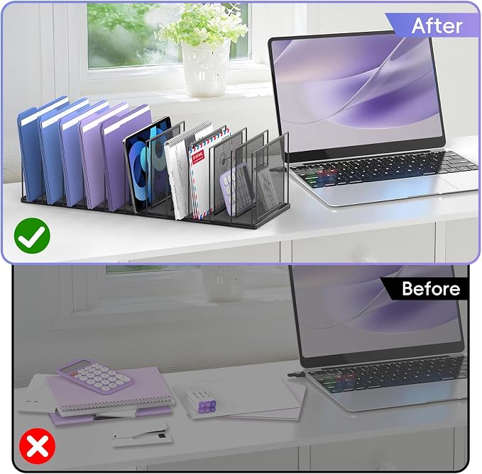File Organizer for Desk, 11-Section Vertical File Sorter, Paper Holder - Image 9