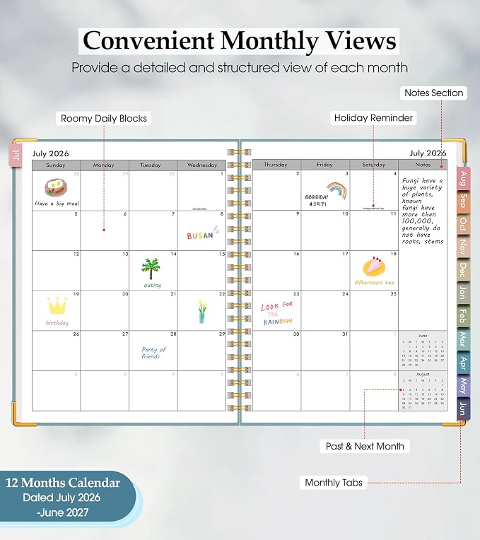 Academic Planner 2026-2027, Hardcover Leather Weekly and Monthly Calendar - Image 2