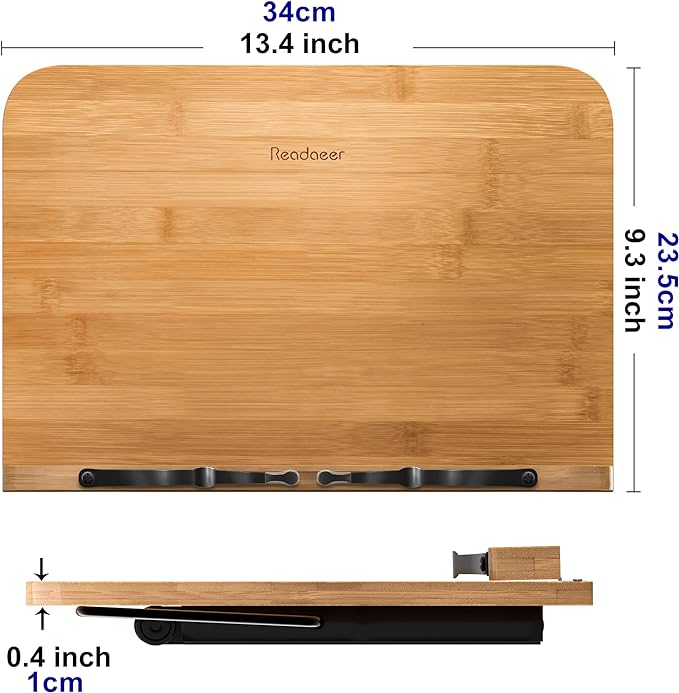 Readaeer Bamboo Book Stand, Large Book Holder - Image 2
