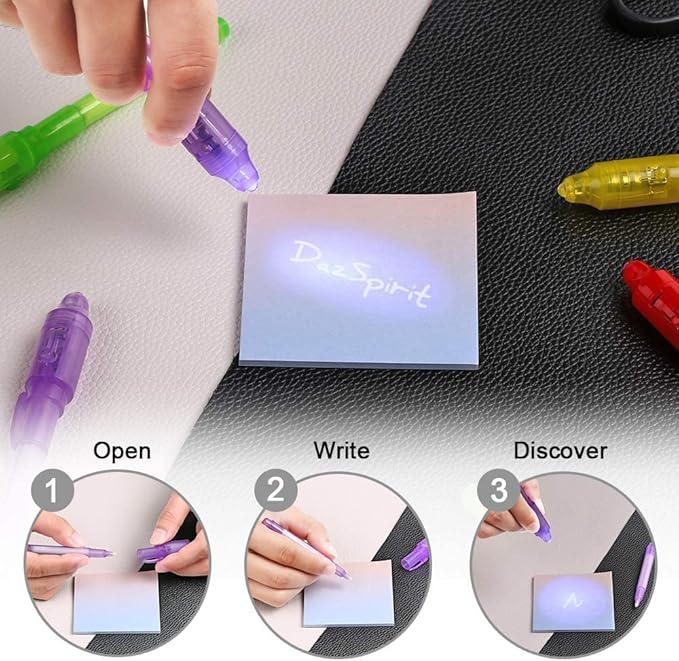 20PCS Invisible Ink Pens with UV Light Party Bag Fillers for Boys and Girls, Magic Pen Disappearing Ink for Kids, UV Light Spy Pen for Writing Secret Message-DeskLoop Office