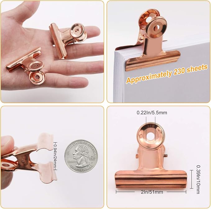 Coideal Bulldog Paper Clips Rose Gold, Food Bags, Pictures Photos, Art Crafts - Image 5