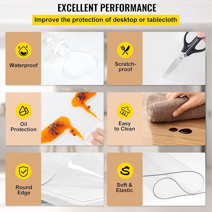VEVOR Clear Desk Cover Protector, 36 X 60 inch, 2 mm Rectangle Waterproof Thick - Image 5