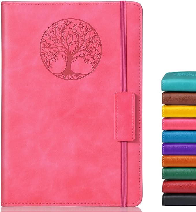 Lined Journal Notebook for Women Men,256 Pages A5 Hardcover Leather Journals for Writing,Travel,Business,Work & School,College Ruled Notebooks for Note Taking,Diary Notepad 5.7"×8.3"(pink)-DeskLoop Office