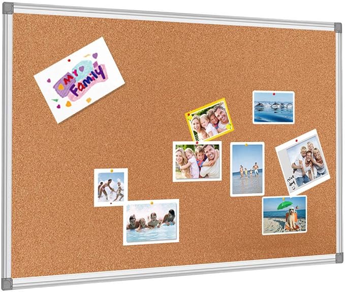 BIBOC Cork Bulletin Board,Cork Board,Felt Board, Pin Board, Notice Board, Memo Board for Homes or Offices,18 X 24 Inches, Silver Aluminium Frame-DeskLoop Office