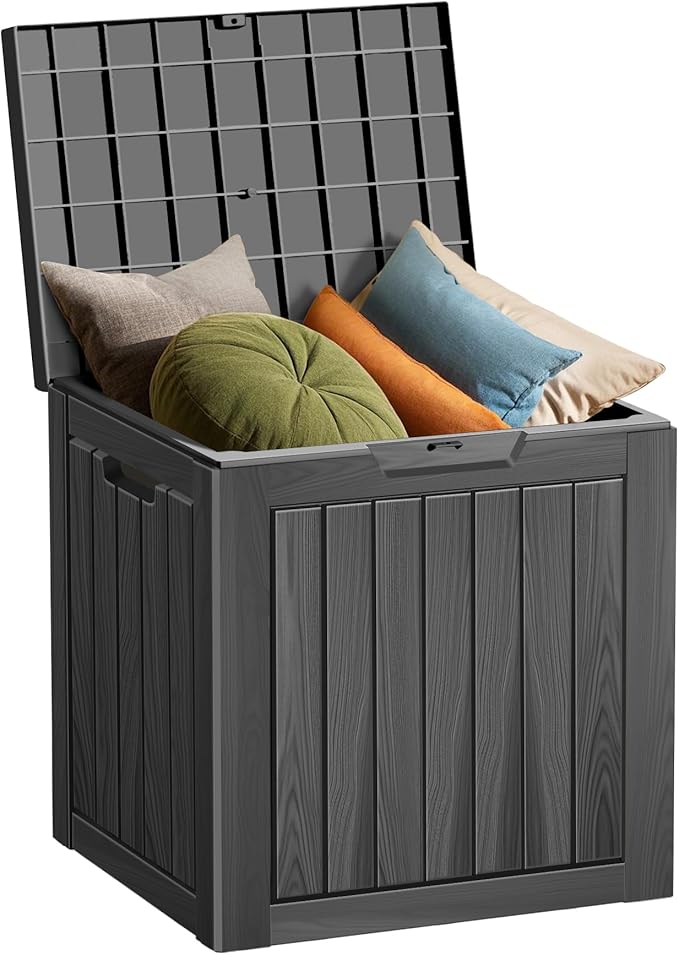 35 Gallon Outdoor Storage Box Waterproof Lockable Resin Deck Box Large, Patio Storage Bin for Pool Accessories Cushion Furniture, Garden Tools, UV-Resistant Outside Delivery Black-DeskLoop Office