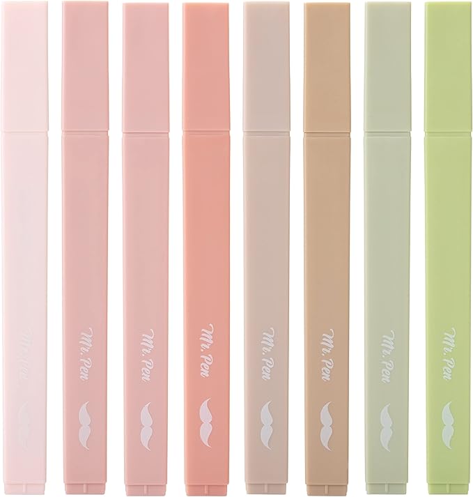 Mr. Pen- Aesthetic Highlighters No Bleed, 8 Pack, Boho Colors, Chisel Tip | by MrPen
