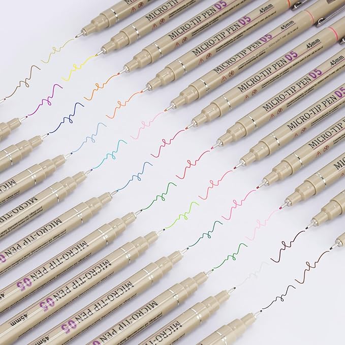 [24 Colors] 05 Micro, Fineliner Pen Set Ink, Fine Point Pen,Multi-liner, Sketching, Anime,Artist Illustrating/Technical Drawing, Office Documents…-DeskLoop Office