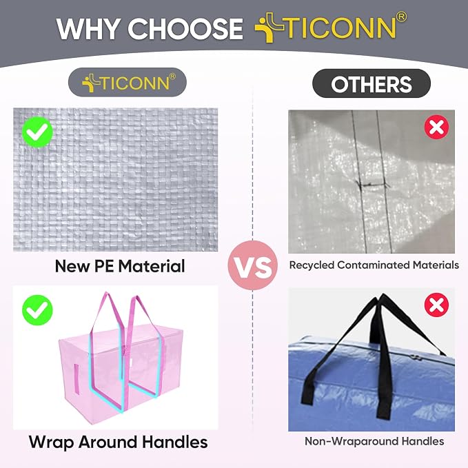 TICONN 2 Pack Extra Large Moving Bags Heavy Duty - Image 4