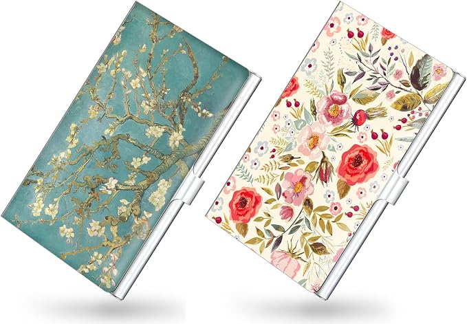 2 Pack Business Card Holder，Color Printing Men's and Women's Business Card by xiviers