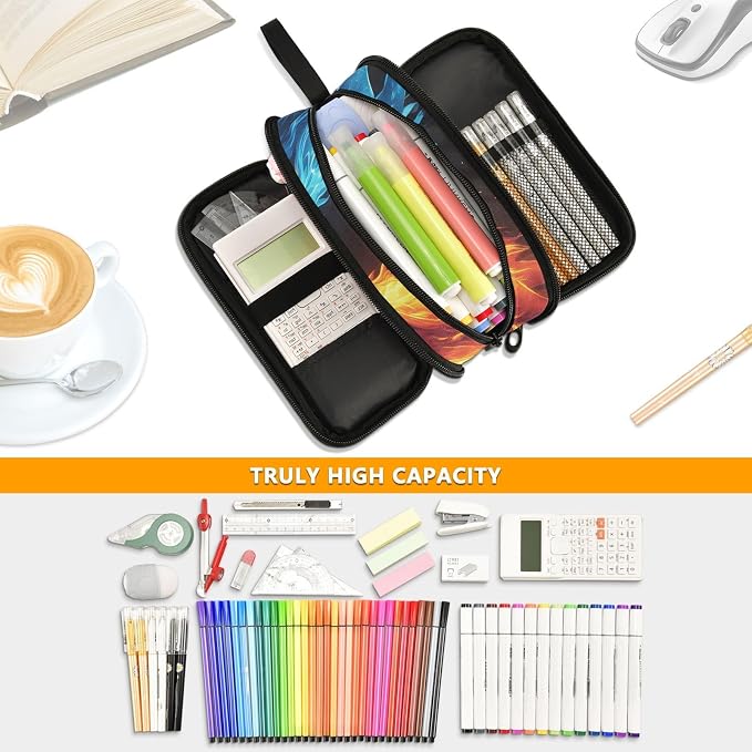 BOENLE Custom Dragons Red Blue Fire Eyes Pencil Case Box Boys Girls - Image 5