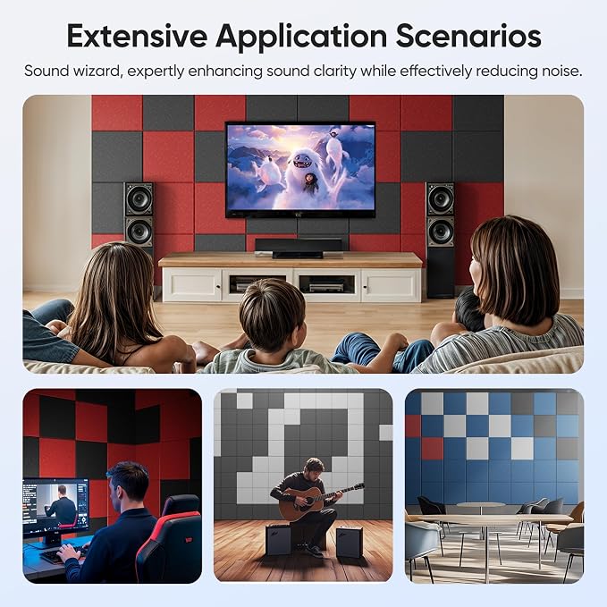 UNECHO 12 Pack 12" X 12" X 0.4" Acoustic Panels - Image 6