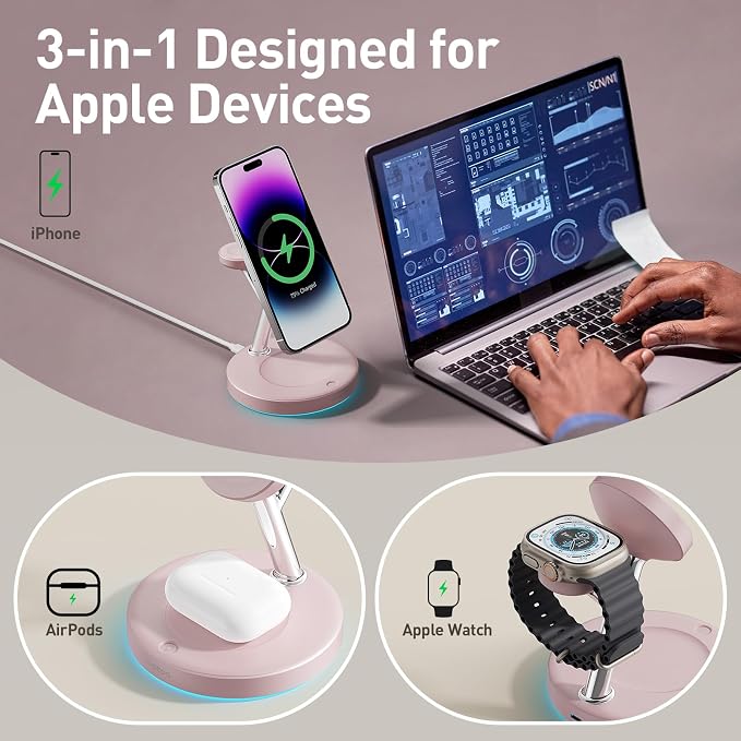 【Adjustable Blue Ambient Light】 Wireless Charger 3 in 1 - Image 3