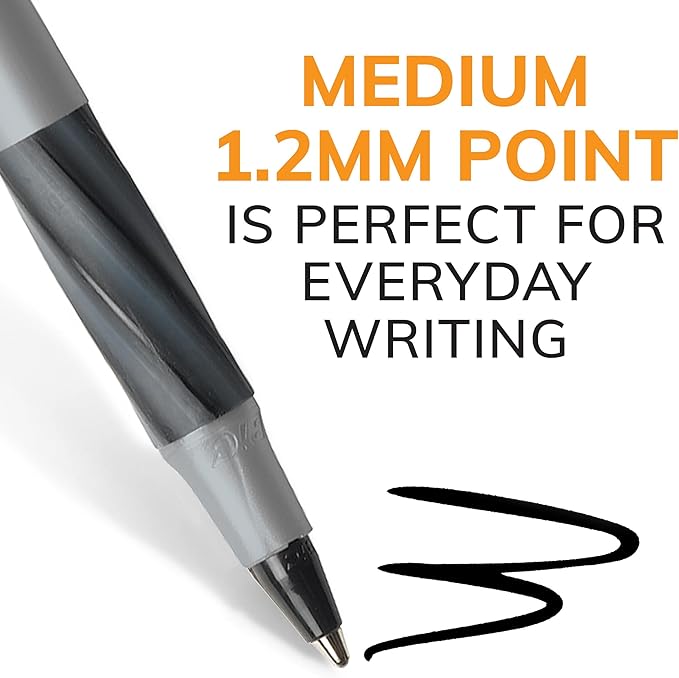 BIC Round Stic Grip Xtra Comfort Fine Blue Ballpoint Pens, Medium Point (0.8 mm), 12-Count Pack, Excellent Writing Pens With Soft Grip for Superb Comfort and Control