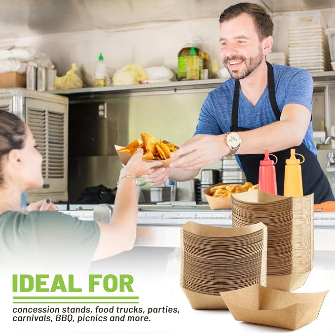ZORRITA Small Paper Food Trays, 1 Lb, 250 Pack | Disposable, Kraft Brown Food - Image 7