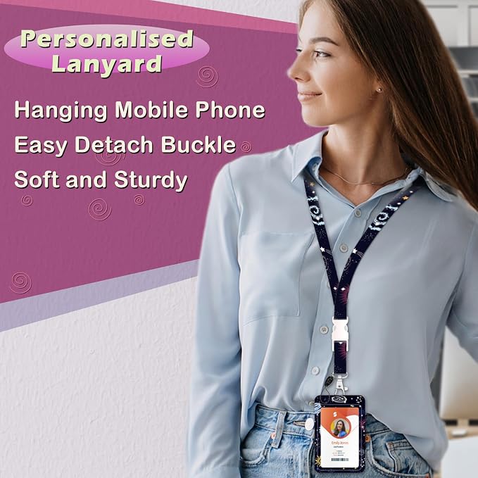 ID Badge Holder with Lanyard, Retractable ID Badge Card Holders Detachable Neck - Image 4