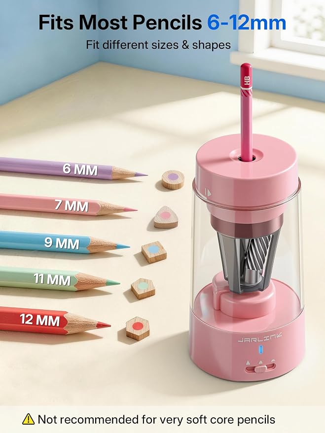 JARLINK Electric Pencil Sharpener, Fully Automatic Rechargeable Pencil Sharpener - Image 3