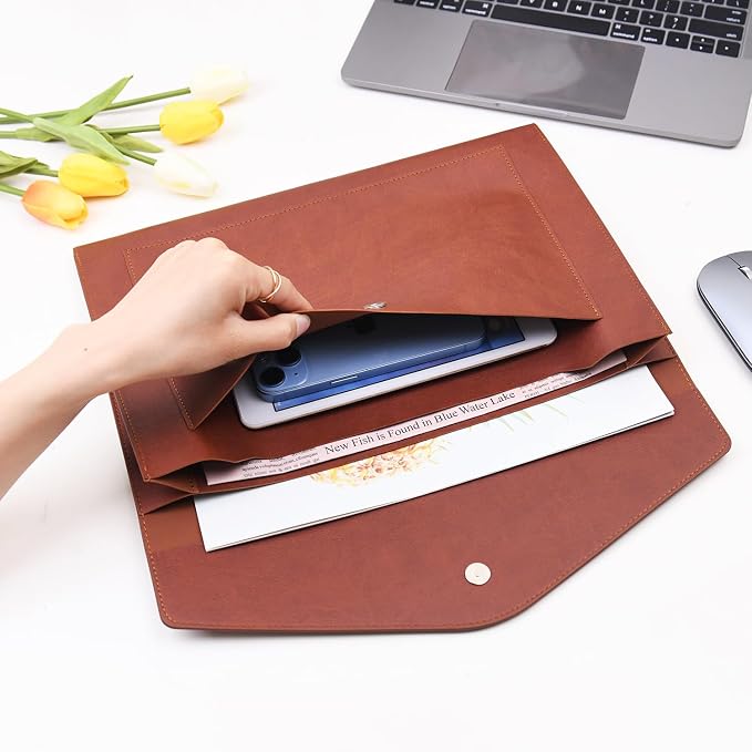 Wason Expanding A4 Document File PU Leather Envelope Case Holder-Large Size - Image 3